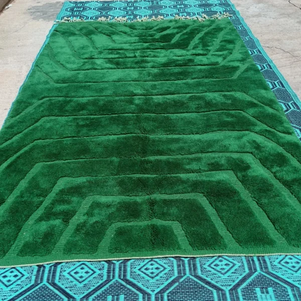 Handmade morocco rug green wool - Image 3