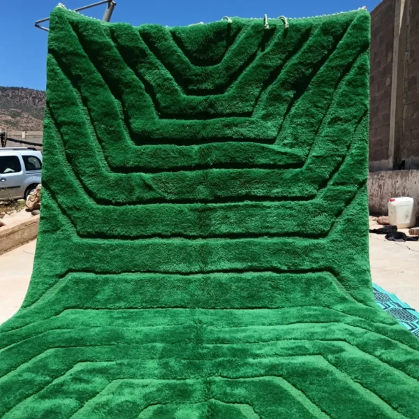 Handmade morocco rug green wool