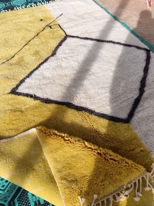 Handmade modern yellow rug beni Mrirt Moroccan - Image 14