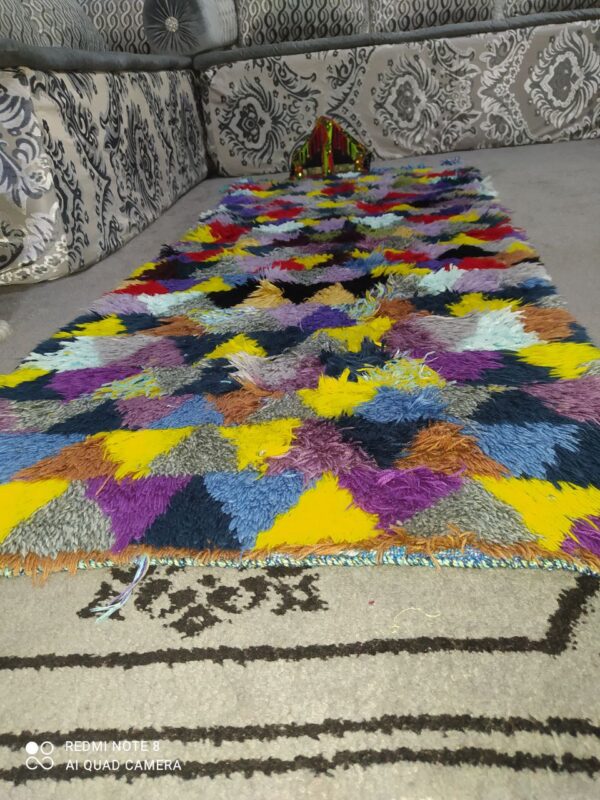 Exquisite Handcrafted Moroccan Boucherouite Rug Vibrant Multicolored