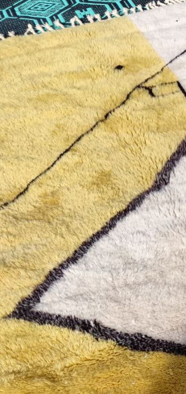 Handmade modern yellow rug beni Mrirt Moroccan - Image 11