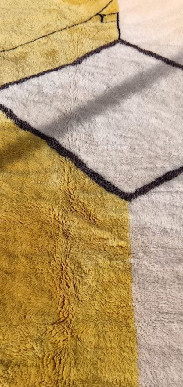 Handmade modern yellow rug beni Mrirt Moroccan - Image 10