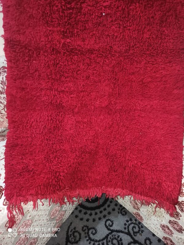 Handmade VINTAGE Reddish Solid Moroccan Rug 6x9 Wo - Image 10