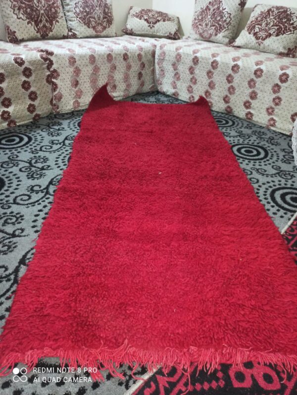 Handmade VINTAGE Reddish Solid Moroccan Rug 6x9 Wo - Image 8