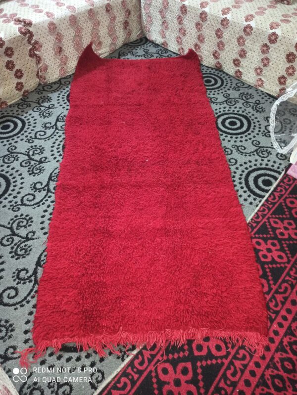 Handmade VINTAGE Reddish Solid Moroccan Rug 6x9 Wo - Image 3